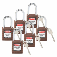 SFTY PADLOCK STEEL 38MM SHA BROWN 6/PAC