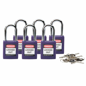 SFTY PADLOCK STEEL 38MM SHA PURPLE 6/PAC