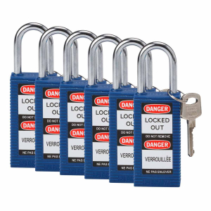 LONG BODY SFTY LOCK, 1.5" KD BLUE 6/PK