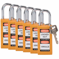 LONG BODY SFTY LOCK, 1.5" KD ORANGE 6/PK