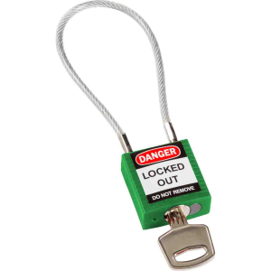 Compact Cable Padlock Green 20cm KD