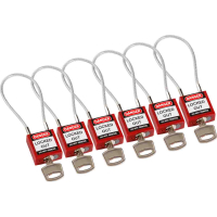 Compact Cable Padlock Red 20cm KA/6PK