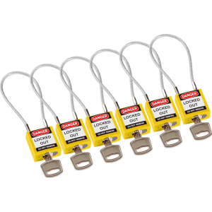 Compact Cable Padlock Yellow 20cm KA/6PK