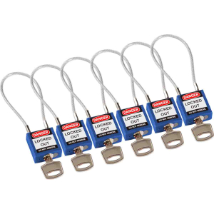 Compact Cable Padlock Blue 20cm KA/6PK