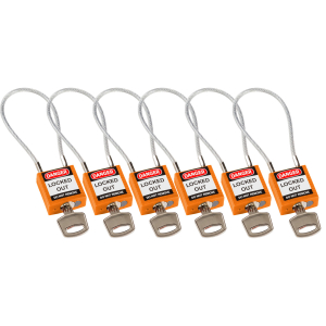 COMPACT CABLE PADLOCK ORANGE 20CM KA/6PK