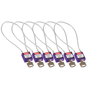 COMPACT CABLE PADLOCK PURPLE 40CM KD/6PK