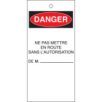 TAG-F DANGER NE PAS METTRE-75X160MM