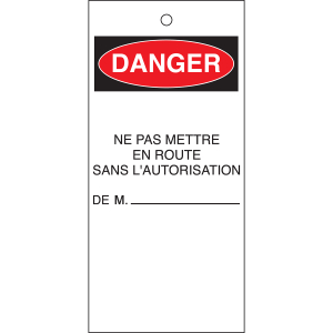 TAG-F DANGER NE PAS METTRE-75X160MM