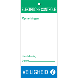 TAG-N ELECTRISCHE CONTROLE-75X160MM