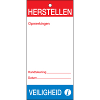 TAG-N- HERSTELLEN VEILIGHEID-75X160MM