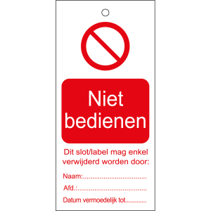 TAG-N NIET BEDIENEN-75X160MM