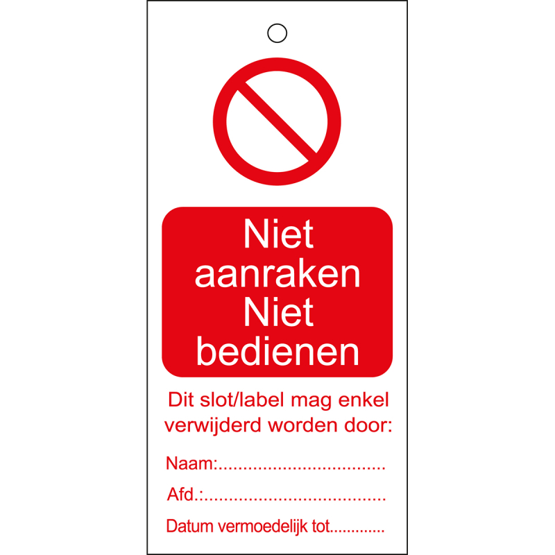 TAG-NIET AANRAKEN-50X110MM