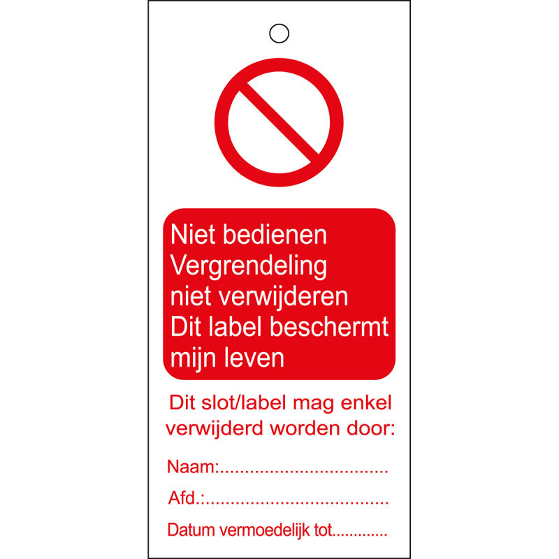 TAG-NIET BEDIENEN NT.-50X110MM