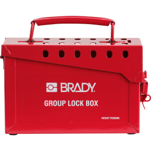 METAL LOCK BOX, 13 LOCK, RED