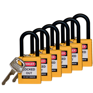 SFTY PADLOCK NYLON 38MM SHA YELLOW 6/PAC