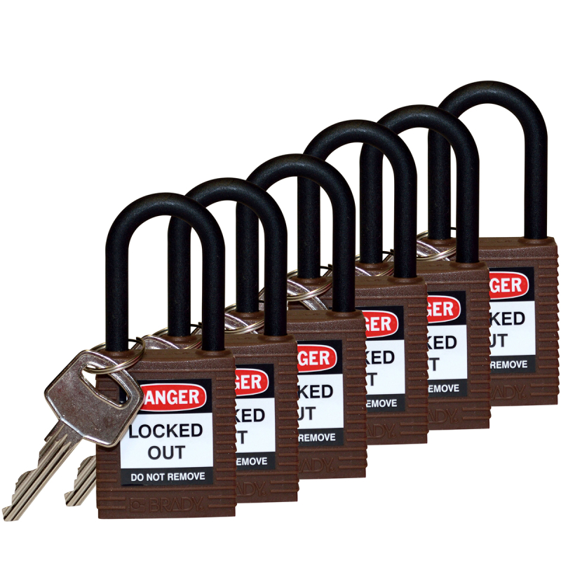 SFTY PADLOCK NYLON 38MM SHA BROWN 6/PAC