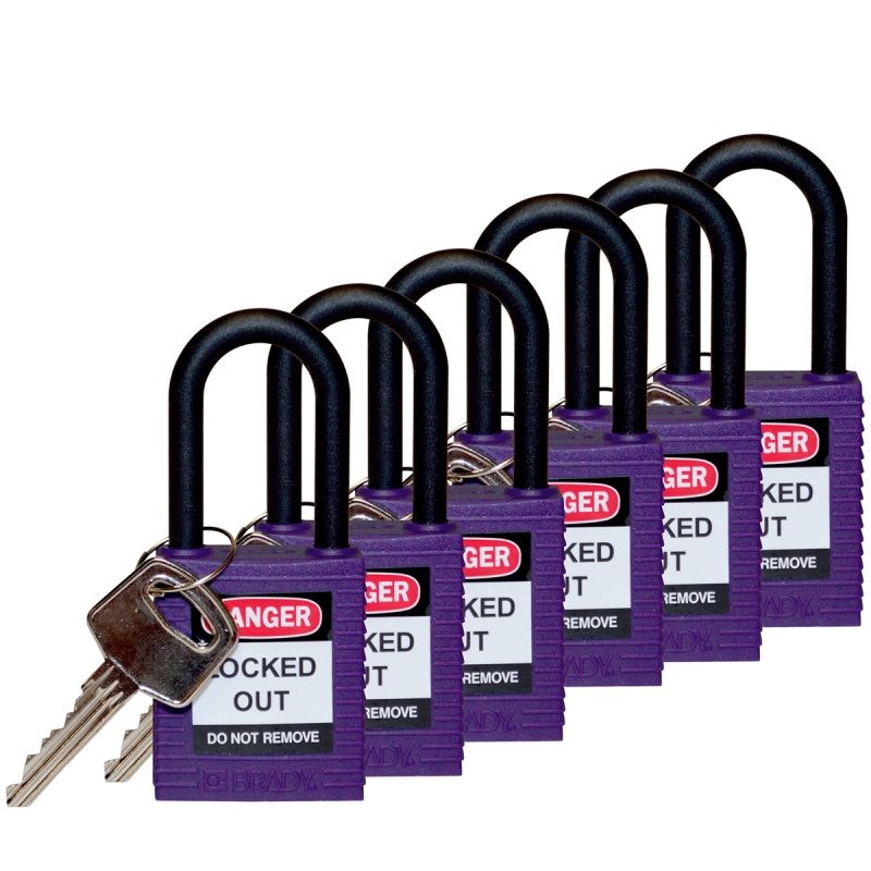 SFTY PADLOCK NYLON 38MM SHA PURPLE 6/PAC
