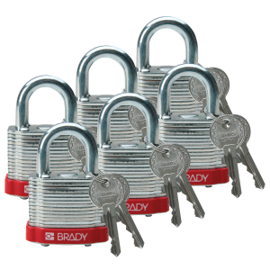 STEEL PADLOCK 20MM SHA KD RED/6