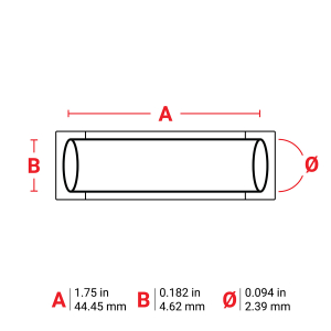 M6-094-175-342-BL | Mat Blauw Hittekrimpende polyolefin krimpkous met afmeting: 44,45 mm (B) x 4,62 mm (H)