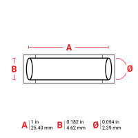 M6-094-1-342-RD | Mat Rood Hittekrimpende polyolefin krimpkous met afmeting: 25,40 mm (B) x 4,62 mm (H)