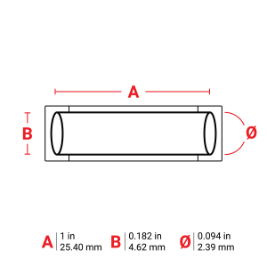 M6-094-1-342-BL | Mat Blauw Hittekrimpende polyolefin krimpkous met afmeting: 25,40 mm (B) x 4,62 mm (H)