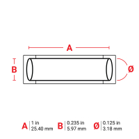 M6-125-1-342-RD | Mat Rood Hittekrimpende polyolefin krimpkous met afmeting: 25,40 mm (B) x 5,97 mm (H)