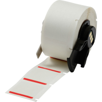 M6-19-494-RD | Glanzend Rood, wit Polyester met afmeting: 25,40 mm (B) x 25,40 mm (H)