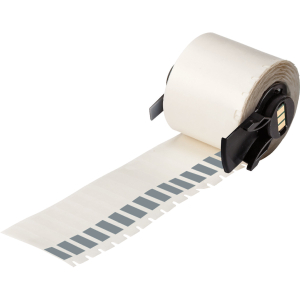 M6-28-427-GY | Mat Grijs, transparant Zelflaminerend vinyl met afmeting: 6,35 mm (B) x 38,10 mm (H)