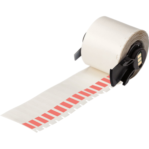 M6-28-427-RD | Mat Rood, transparant Zelflaminerend vinyl met afmeting: 6,35 mm (B) x 38,10 mm (H)