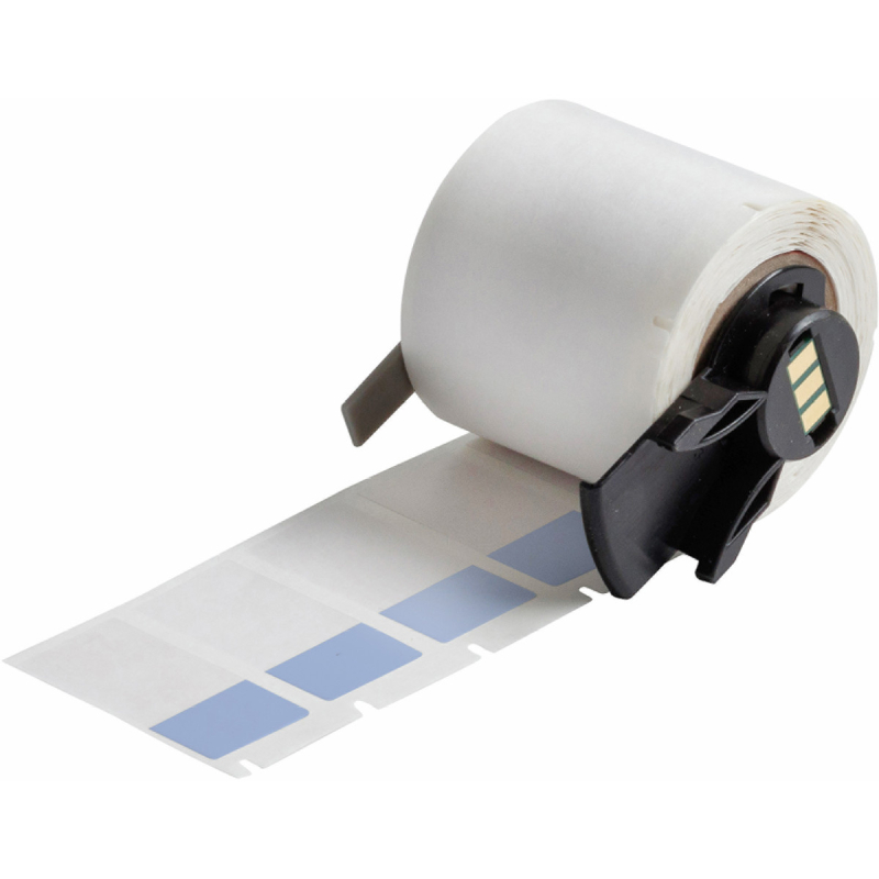 M6-30-427-BL | Mat Blauw, transparant Zelflaminerend vinyl met afmeting: 19,05 mm (B) x 38,10 mm (H)
