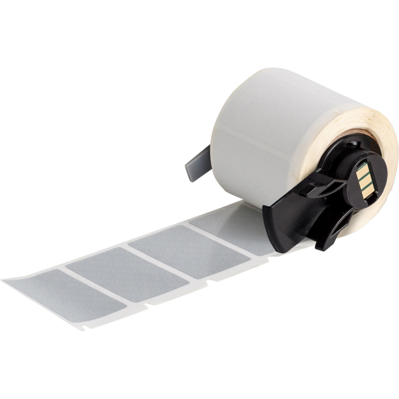 M6-31-7576 | Mat Zilver Fraudebestendig, gemetalliseerd polyester met afmeting: 38,10 mm (B) x 25,40 mm (H)