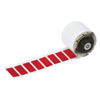 M6-02-7593-RD | Glanzend Rood Polyester gelamineerd met polyethyleen schuim met afmeting: 27,00 mm (B) x 12,45 mm (H)