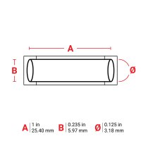 M6-250-1-342-BK | Mat Zwart Hittekrimpende polyolefin krimpkous met afmeting: 25,40 mm (B) x 11,28 mm (H)