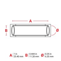 M6-250-1-342-PK | Mat Roze Hittekrimpende polyolefin krimpkous met afmeting: 25,40 mm (B) x 11,28 mm (H)