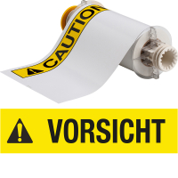 B85-178x254-595-VORSICHT | Glanzend Zwart, geel op wit Vinyl met afmeting: 178,00 mm (B) x 254,00 mm (H)