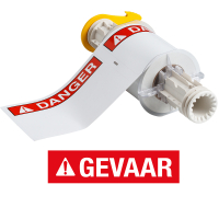 B85-102x152-595-GEVAAR | Glanzend Rood op Wit Vinyl met afmeting: 102,00 mm (B) x 152,00 mm (H)