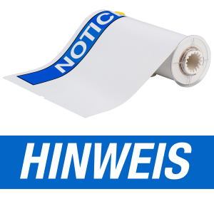 B85-254x356-7569-HINWEIS | Glanzend Blauw op wit Vinyl met afmeting: 355,60 mm (B) x 254,00 mm (H)