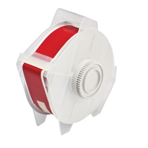 Globalmark tapes - B-569 29 mm  Red | Glanzend Rood Polyester met afmeting: 28,58 mm (B) x 30,48 m (L)
