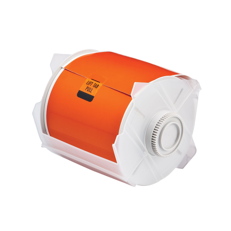 Globalmark tapes - B-569 100 mm  Orange | Glanzend Oranje Polyester met afmeting: 101,60 mm (B) x 30,48 m (L)