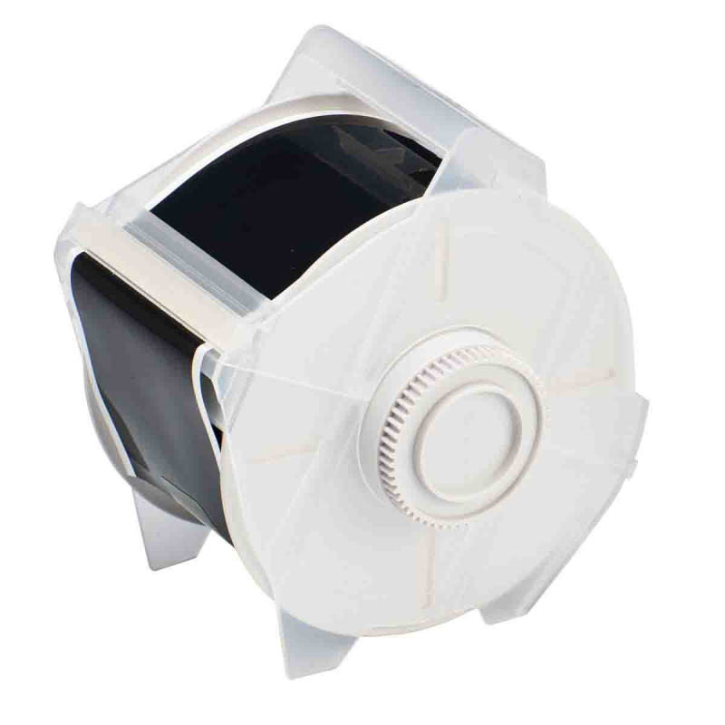 Globalmark tapes - B-569 57 mm  Black | Glanzend Zwart Polyester met afmeting: 57,15 mm (B) x 30,48 m (L)