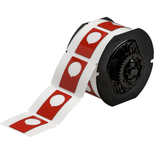 B30EP-168-593-RD | Glanzend Rood Polyester met afmeting: 30,48 mm (B) x 48,26 mm (H)