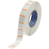 THT-179-494-OR | Glanzend Oranje, wit Polyester met afmeting: 25,40 mm (B) x 25,40 mm (H)