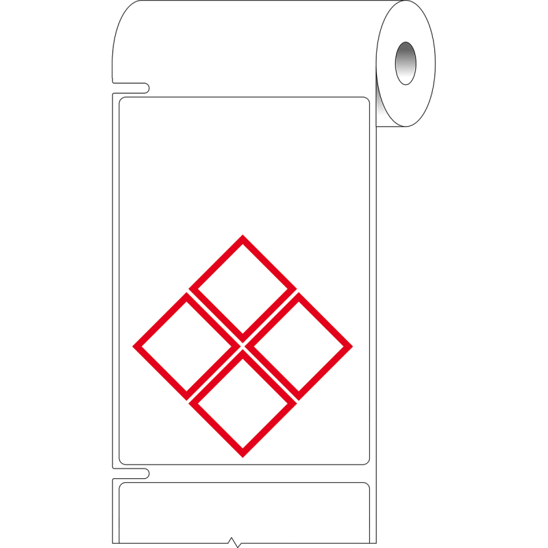 THTCLP-M-L4B-7610-0.3-SC | Mat Rood op Wit Papier met afmeting: 75,00 mm (B) x 110,00 mm (H)