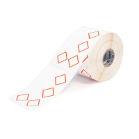 THTCLP-S-L4A-7594-0.4-SC | Glanzend Rood op Wit Polypropyleen met afmeting: 55,00 mm (B) x 85,00 mm (H)