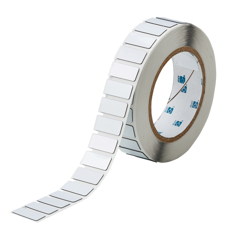 THTEP-01-7593-WT | Glanzend Wit Polyester gelamineerd met polyethyleen schuim met afmeting: 27,00 mm (B) x 7,95 mm (H)