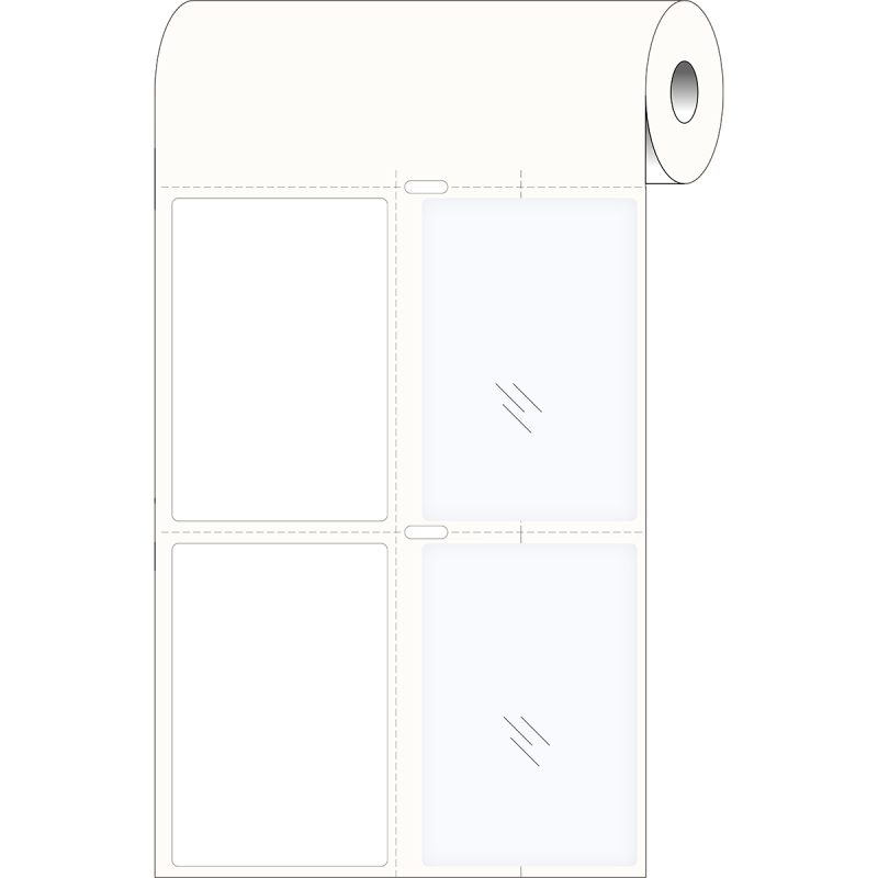 THTPNP-03-434/7564-1 | Glanzend Zilver Gemetalliseerd polyester met polyester overlaminaat met afmeting: 50,00 mm (B) x 75,00 mm (H)