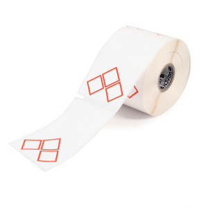 THTCLP-S-L3A-7594-0.4-SC | Glanzend Rood op Wit Polypropyleen met afmeting: 55,00 mm (B) x 85,00 mm (H)